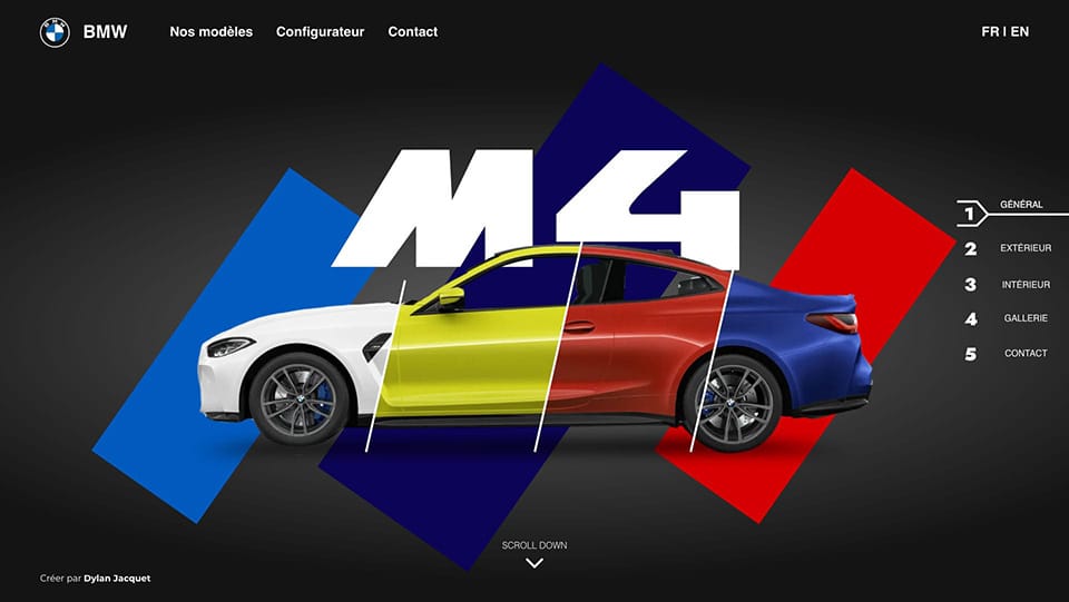 La landing page du site BMW créé par Dylan Jacquet.